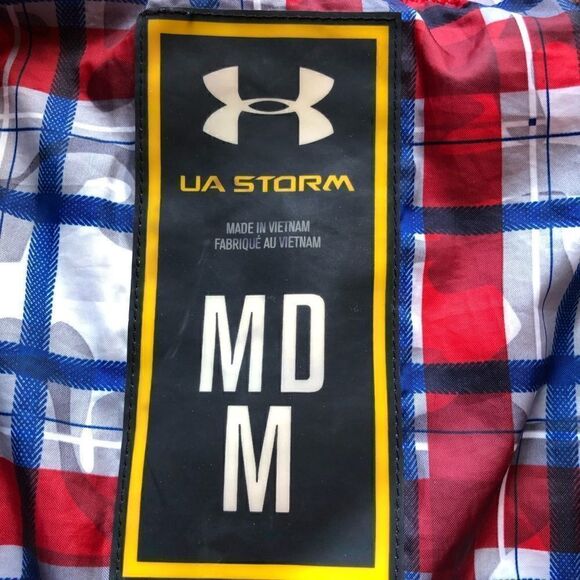 Under Armour Storm Varsity Jacket full zip black and white with red trim Medium - Picture 2 of 11